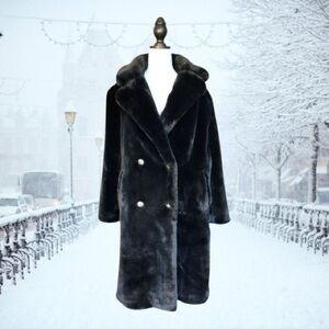 NWOT Nasty Gal Longline Black Faux Fur Coat